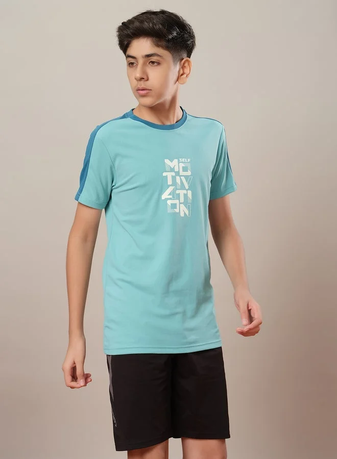 تكنوسبورت تيشيرت بأكمام قصيرة بتصميم كتل الألوان ومقاس عادي